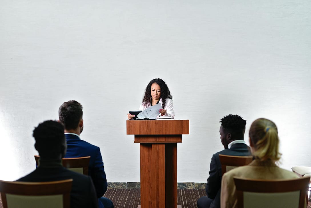 a woman giving a speech