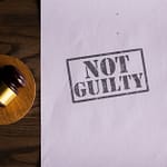 not guilty and a gavel