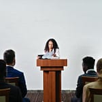 a woman giving a speech